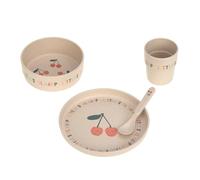 LÄSSIG Ensemble de vaisselle pour enfants (assiettes, tasses, bols, cuillères) sans mélamine, sans BPA, pour lave-vaisselle et micro-ondes/Dish Set Happy Fruits Cherry