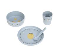LÄSSIG Ensemble de vaisselle pour enfants (assiettes, tasses, bols, cuillères) sans mélamine, sans BPA, pour lave-vaisselle et micro-ondes/Dish Set Happy Fruits Lemon