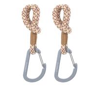 LÄSSIG Fixation pour poussette (2 pcs.) Mousqueton Crochet pour poussette Crochet pour faire les courses/Stroller Hooks Cord camel/vanilla/lavend