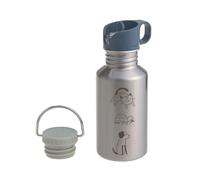 LÄSSIG Gourde en acier inoxydable sans BPA 500ml Enfants Crèche Jardin d'enfants anti-fuite avec bouchon Sport Drinking/Bottle Stainless Steel Happy prints animal