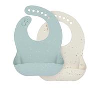 Lot de 2 bavoirs silicone LÄSSIG avec récupérateur nature/bleu TU
