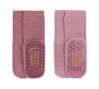 LÄSSIG Lot de 2 Chaussettes antidérapantes en coton bio Bois de Rose/Rose, Taille: 27-30