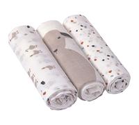 LÄSSIG Baby Couverture de puériculture Couverture de puériculture Drap de puériculture Lot de 3 coton 80 x 80 cm/Swaddle & Burp Blanket L Tiny Farmer Speckles