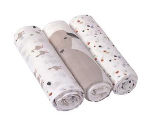 LÄSSIG Lot de 3 langes en mousseline pour bébé - 80 x 80 cm - Heavenly Soft Swaddle - Taille L - Tiny Farmer Speckles