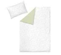 LÄSSIG Parure de lit pour Enfant en Jersey Simple avec Tencel™ Lyocell 2 pièces/Parure de lit Leave Milky/Olive