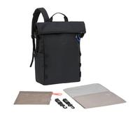 LÄSSIG Sac à dos à langer Sac à langer Sac à dos à langer avec table à langer, fixation pour poussette, porte-bouteille produit de manière durable/GRE Outdoor Rolltop Backpack black