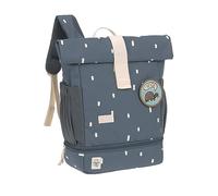 LÄSSIG Sac à dos pour l'école maternelle Sac à dos Rolltop avec sangle de poitrine hydrofuge, 11 litres/Mini Rolltop Backpack Happy Prints bleu foncé
