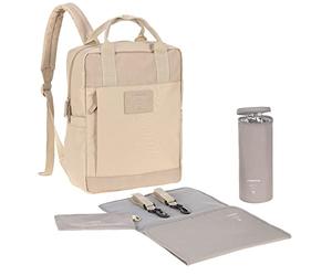 Lässig Sac à langer Sac à dos avec matelas à langer, fixation pour poussette et porte-bouteille Durable/GRE Vividal Backpack humus