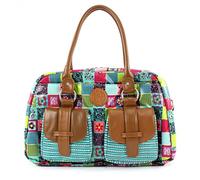 Lässig Sac à langer - Vintage Metro Flower quilt patchwork vif Multicolore -Sac à langer Multifonctionnel pour Maman Pratique avec porte biberon isotherme et un matelas à langer imperméable, poche grand et superbe