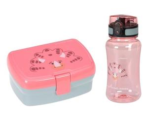 LÄSSIG Set boîte à pain & gourde - Set déjeuner avec boîte à lunch et gourde (460 ml)/About Friends Dino Rose