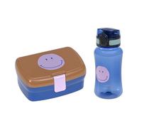 Lässig Set boîte à pain & gourde - Set déjeuner avec boîte à lunch et gourde (460 ml)/Little Gang Smile caramel/blue