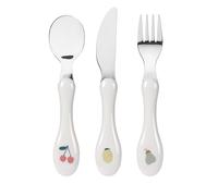 LÄSSIG Set de couverts 3 pièces pour enfants cuillère, fourchette, couteau, acier inoxydable, manche en plastique/Cutlery Happy Fruits