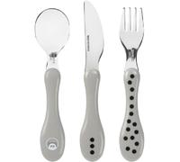 LÄSSIG Set de couverts pour enfants 3 pièces Cuillère Fourchette Couteau Manche en plastique en acier inoxydable/Coutlery 3 pcs Little Chums Cat