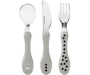 LÄSSIG Set de couverts pour enfants 3 pièces Cuillère Fourchette Couteau Manche en plastique en acier inoxydable/Coutlery 3 pcs Little Chums Cat