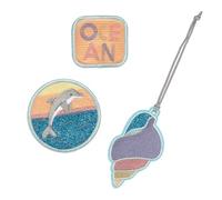 LÄSSIG Set de pendentifs et de Patchs (3 pièces) avec Bouton-Pression/School Patches Set Dolphin Ocean Edition