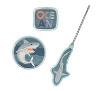 LÄSSIG Set de pendentifs et de Patchs (3 pièces) avec Bouton-Pression/School Patches Set Shark Ocean Edition