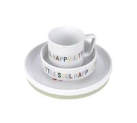 LÄSSIG Set de vaisselle en porcelaine Set de vaisselle pour enfants Assiette Bol Tasse avec anneau en silicone antidérapant Vaisselle pour enfants/Happy Fruits