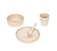 LÄSSIG Set de vaisselle pour enfants (assiette, gobelet, bol, cuillère) sans mélamine, sans BPA, pour lave-vaisselle et micro-ondes/Dish Set Little Water Swan