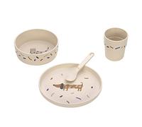 LÄSSIG Set de vaisselle pour enfants (assiette, gobelet, bol, cuillère) sans mélamine, sans BPA, pour lave-vaisselle et micro-ondes/Dish Set Little Mateys royal blue