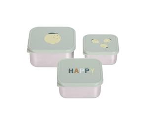 Lässig Snackbox enfants Set 3 en acier inoxydable boîte à pain/Snackbox Stainless Steel Happy Fruits Lemon
