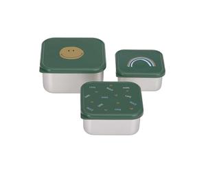 LÄSSIG Snackbox enfants Set 3 en acier inoxydable boîte à pain/Snackbox Stainless Steel Happy Rascals Smile