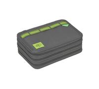 LÄSSIG Trousse Scolaire Unique 3 Compartiments avec Crayons, Anthracite | 3 compartiments pour une organisation parfaite, avec 16 crayons et accessoires scolaires, personnalisable