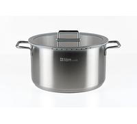 lätt Home Casserole en acier inoxydable de 28 cm de diamètre adapté pour cuisinière à induction en vitrocéramique gaz électrique et four - couvercle avec bord en silicone - fond Full Induction 5