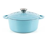 Lätt Home Cocotte en Fonte Bleu Ronde 22 cm - 3.35 L, Faitout Induction, Gaz et Four Avec Couvercle, Casserole Emaillee, Marmite en Fonte, Dutch Oven, Saveurs Authentiques, Lavable au Lave-Vaisselle