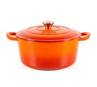 Lätt Home Cocotte en Fonte Ronde Orange 26 cm - 4.8 L, Faitout Induction, Gaz et Four Avec Couvercle, Casserole Emaillee, Marmite en Fonte, Dutch Oven, Saveurs Authentiques, Lavable au Lave-Vaisselle