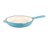 lätt Home Poêle à Frire en Fonte 22cm Ronde Avec Becs Verseurs, Skillet Antiadhésive, Induction Pour l'extérieur et l'intérieur, Gaz Cuisinière Electrique Four Grill, Poêle Inrayable