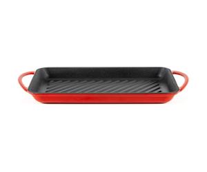lätt Home Poêle Grill Sans Manche en Fonte Induction 39,5cm Antiadhésive, Plancha pour Plaque Induction Gaz Vitrocéramique, Poêle Rectangulaire Inrayable à Griller pour la Viande, Steak, Poisson