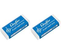 Läufer 00131 Plast Soft 0131, gomme douce en plastique, pour crayons à papier et de couleur, transparente (Lot de 2)