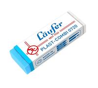 Läufer 00720 Plast-Combi 0720 gomme pour crayons à papier et de couleur, encres et encres de chine, transparente-bleue