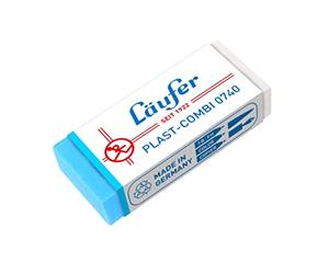 Läufer 00740 Plast-Combi 0740 gomme pour crayons à papier et de couleur, encres et encres de chine, transparente-bleue