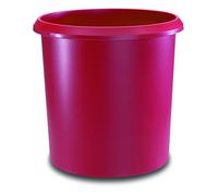 Läufer 26504 corbeille à papier Allrounder de 18 litres, rouge, ronde, poubelle avec une poignée, plastique solide