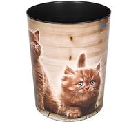 Läufer 26663 Corbeille à papier ronde pour chambre d'enfant Motif chien multicolore 13 l Chaton curieux. Chaton curieux.
