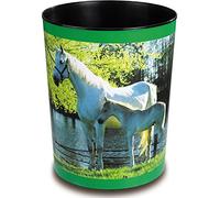 Läufer 26663 Corbeille à papier ronde pour chambre d'enfant Motif chien multicolore 13 l chiens Cheval et poulain au bord du lac
