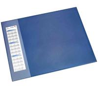 Läufer 41658 Durella D1 sous-main avec rabat latéral transparent et calendrier, 65x52 cm, bleu, sous-main antidérapant