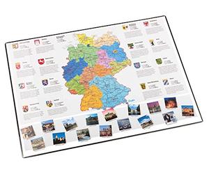 Läufer 45348 sous-main carte d’Allemagne, sous-main antidérapant avec carte d’Allemagne, 40x53 cm, avec une poche de côté transparente