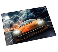 Läufer 46658 sous-main avec motif voiture de course, 40x53 cm, sous-main antidérapant pour des enfants avec une poche de côté transparente