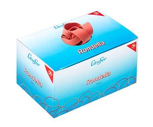 Läufer 51241 bracelets élastiques Rondella 200 x 17 mm, diamètre 125 mm, élastiques à 17 mm de large, carton de 1 kg, rouge