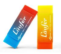 Läufer 69825 gomme Plast Color, bicolore, gomme fiablement des crayons à papier et de couleur, carte blister contient 2 gommes pour l'école, le bureau ou à la maison
