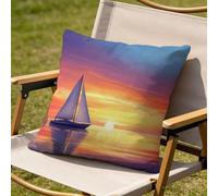 Laewaele Housses de Coussin 45 x 45 cm, Décoration de Salon Moderne en Lin Doux, Taie d'oreiller pour Canapé, Bureau, Jardin et Chambre, Bateau Coucher De Soleil L#1266