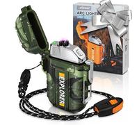 Lafagiet Briquet USB double arc électrique, rechargeable, étanche, pour camping, randonnée, kit de survie en plein air, F13-Cmouflage