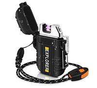 Lafagiet Briquet USB double arc électrique, rechargeable, étanche, pour camping, randonnée, kit de survie en plein air, Noir