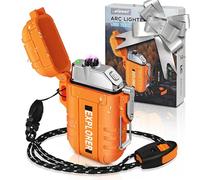 Lafagiet Briquet USB double arc électrique, rechargeable, étanche, pour camping, randonnée, kit de survie en plein air, F13-orange.