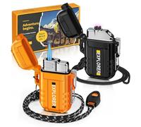 Lafagiet Lot de 2 briquets électriques + briquet torche, recharge USB C et recharge de gaz butane, étanche, coupe-vent, pour bougie, camping, aventure en plein air (sans gaz)