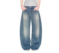 Lafaguw Jean baggy pour femme et homme taille haute Y2K décontracté ample denim vêtements grunge., Bleu 3, XS