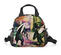 LafalPer Sac Isotherme Personnalisé Sacs Déjeuner Imprimé Sac Repas Portable Lunch Bag Mignon Petit pour Enfant Femme Lapin rétro