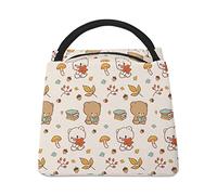 LafalPer Sac Isotherme Repas Mignon Filles Portable Sac à Main Lunch Bag Sac a Déjeuner pour Travail École Voyage dessin animé, ours, feuille érable
